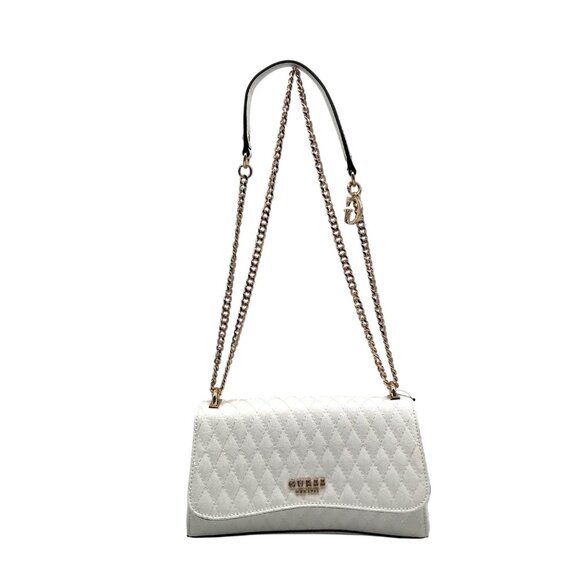 Guess White Quilted Small Betula Convertible Crossbody Bag - Picture 1 of 11